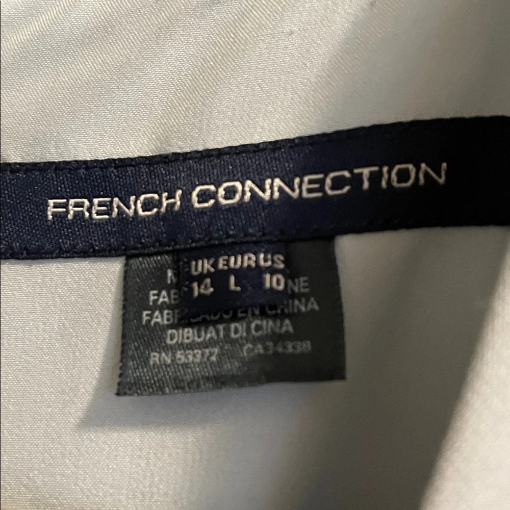 French Connection Whisper Ruffled V-Neck Mini Dress Size 10 Light Blue Wedding - Picture 8 of 13